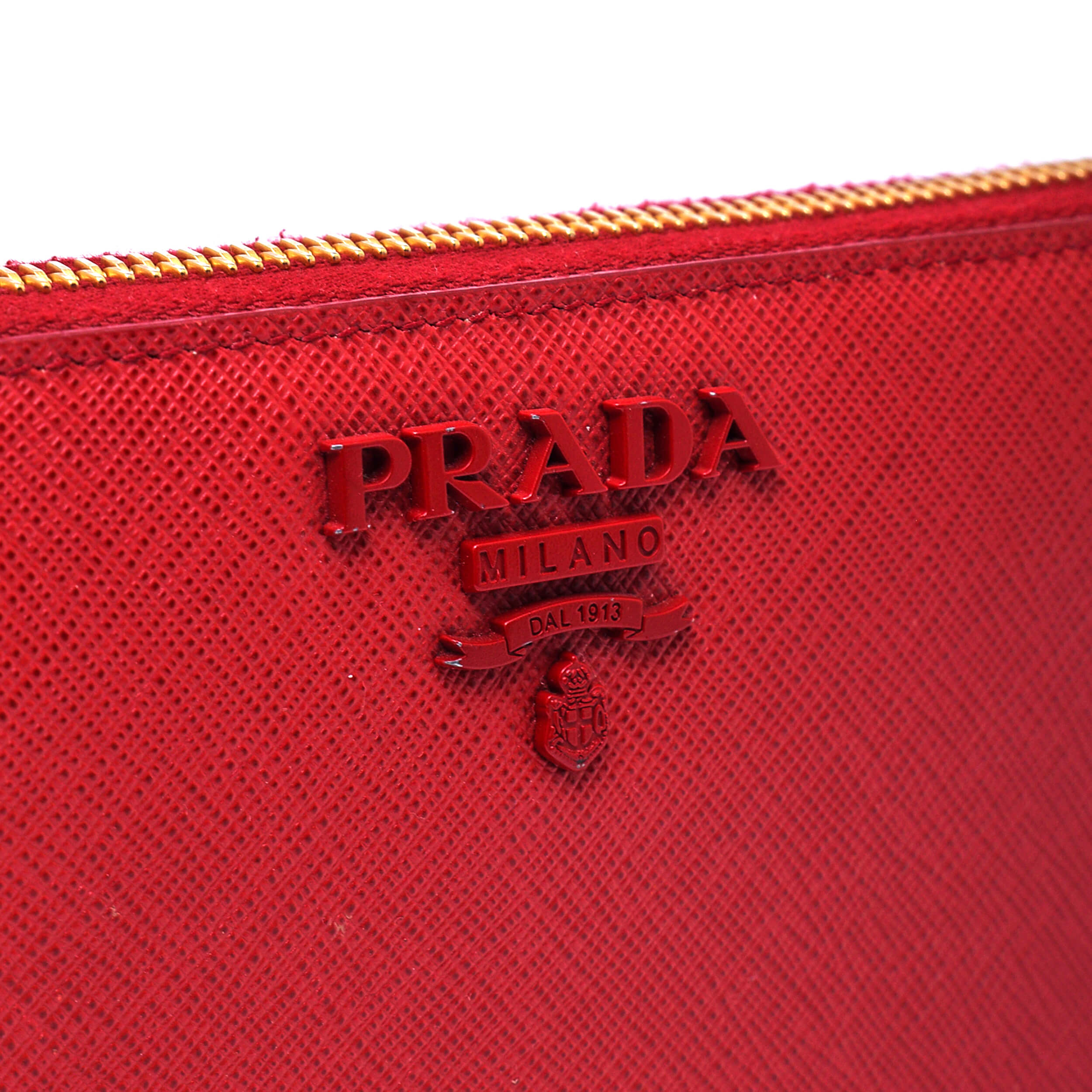 Prada - Red Saffiano Leather Zip Wallet